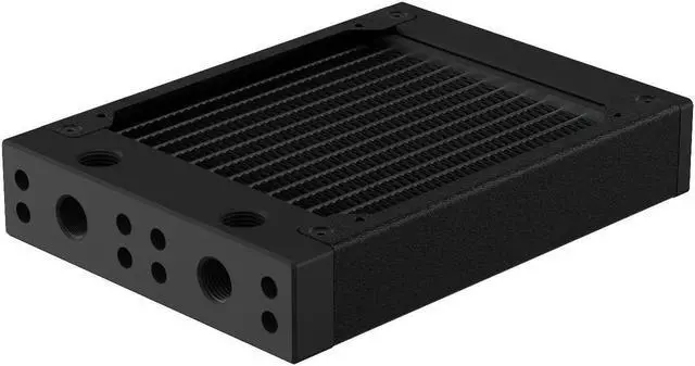 Main image of PrimoChill 120SL (30mm) EXIMO Modular Radiator, Black POM, 1x120mm, Single Fan (R-SL-BK12) Available in 20+ Colors, Assembled in USA and Custom Watercooling Loop Ready