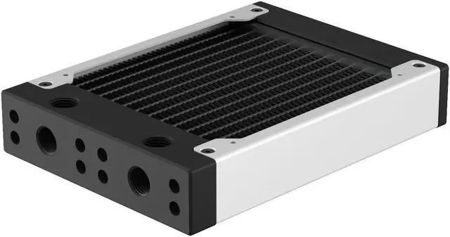 Main image of PrimoChill 120SL (30mm) EXIMO Modular Radiator, Black POM, 1x120mm, Single Fan (R-SL-BK12) Available in 20+ Colors, Assembled in USA and Custom Watercooling Loop Ready