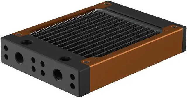 Main image of PrimoChill 120SL (30mm) EXIMO Modular Radiator, Black POM, 1x120mm, Single Fan (R-SL-BK12) Available in 20+ Colors, Assembled in USA and Custom Watercooling Loop Ready