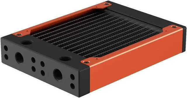 Main image of PrimoChill 120SL (30mm) EXIMO Modular Radiator, Black POM, 1x120mm, Single Fan (R-SL-BK12) Available in 20+ Colors, Assembled in USA and Custom Watercooling Loop Ready