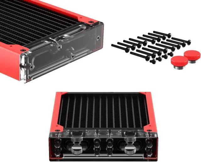 Alt view image 4 of 7 - PrimoChill 480SL (30mm) EXIMO Modular Radiator, Clear Acrylic, 4x120mm, Quad Fan (R-SL-A48) Available in 20+ Colors, Assembled in USA and Custom Watercooling Loop Ready