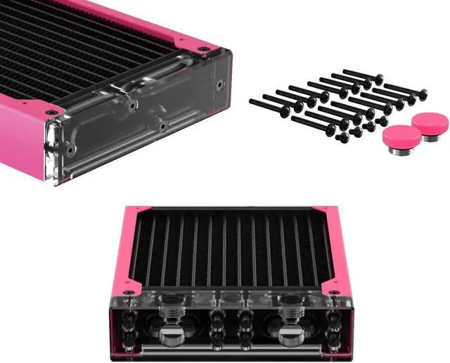 Alt view image 4 of 7 - PrimoChill 480SL (30mm) EXIMO Modular Radiator, Clear Acrylic, 4x120mm, Quad Fan (R-SL-A48) Available in 20+ Colors, Assembled in USA and Custom Watercooling Loop Ready