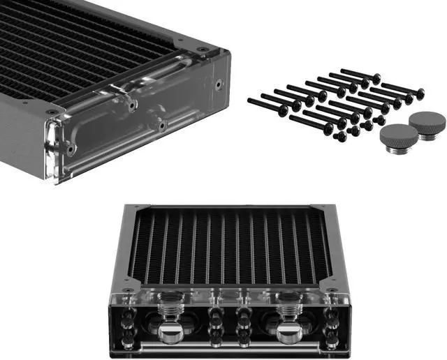 Alt view image 3 of 7 - PrimoChill 480SL (30mm) EXIMO Modular Radiator, Clear Acrylic, 4x120mm, Quad Fan (R-SL-A48) Available in 20+ Colors, Assembled in USA and Custom Watercooling Loop Ready