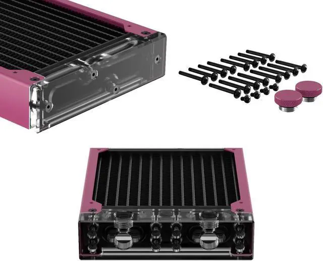 Alt view image 3 of 7 - PrimoChill 480SL (30mm) EXIMO Modular Radiator, Clear Acrylic, 4x120mm, Quad Fan (R-SL-A48) Available in 20+ Colors, Assembled in USA and Custom Watercooling Loop Ready