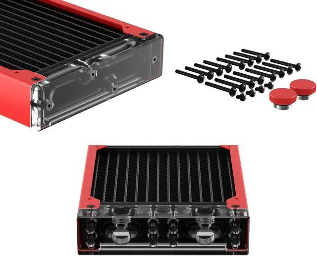 Alt view image 3 of 7 - PrimoChill 480SL (30mm) EXIMO Modular Radiator, Clear Acrylic, 4x120mm, Quad Fan (R-SL-A48) Available in 20+ Colors, Assembled in USA and Custom Watercooling Loop Ready