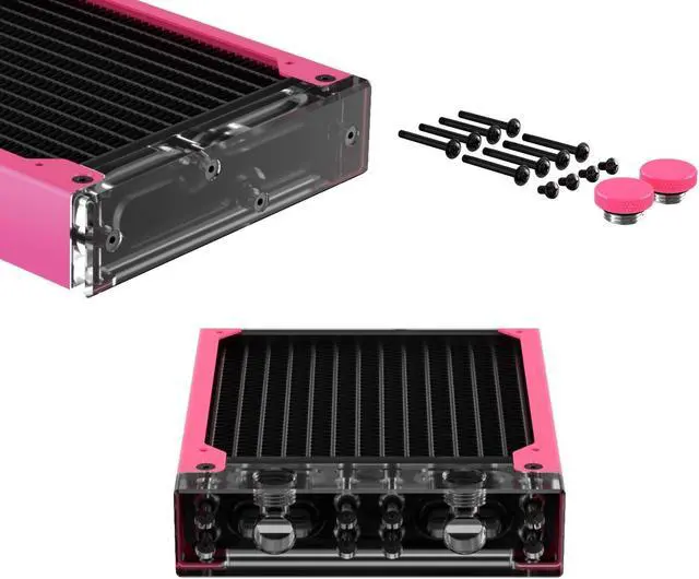 Alt view image 4 of 7 - PrimoChill 240SL (30mm) EXIMO Modular Radiator, Clear Acrylic, 2x120mm, Dual Fan (R-SL-A24) Available in 20+ Colors, Assembled in USA and Custom Watercooling Loop Ready