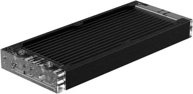 Main image of PrimoChill 240SL (30mm) EXIMO Modular Radiator, Clear Acrylic, 2x120mm, Dual Fan (R-SL-A24) Available in 20+ Colors, Assembled in USA and Custom Watercooling Loop Ready