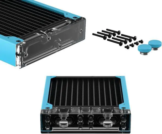 Alt view image 3 of 7 - PrimoChill 240SL (30mm) EXIMO Modular Radiator, Clear Acrylic, 2x120mm, Dual Fan (R-SL-A24) Available in 20+ Colors, Assembled in USA and Custom Watercooling Loop Ready