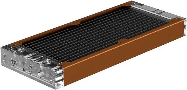 Main image of PrimoChill 240SL (30mm) EXIMO Modular Radiator, Clear Acrylic, 2x120mm, Dual Fan (R-SL-A24) Available in 20+ Colors, Assembled in USA and Custom Watercooling Loop Ready