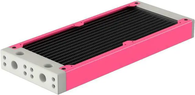 Main image of PrimoChill 240SL (30mm) EXIMO Modular Radiator, White POM, 2x120mm, Dual Fan (R-SL-W24) Available in 20+ Colors, Assembled in USA and Custom Watercooling Loop Ready