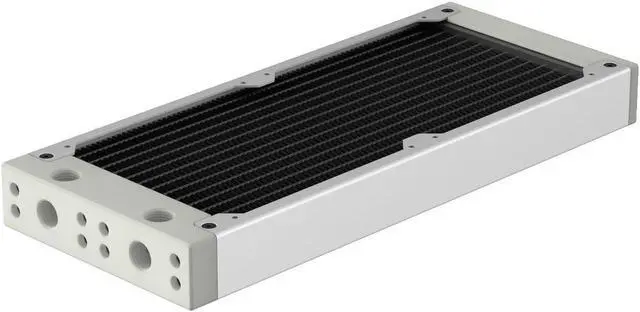 Main image of PrimoChill 240SL (30mm) EXIMO Modular Radiator, White POM, 2x120mm, Dual Fan (R-SL-W24) Available in 20+ Colors, Assembled in USA and Custom Watercooling Loop Ready