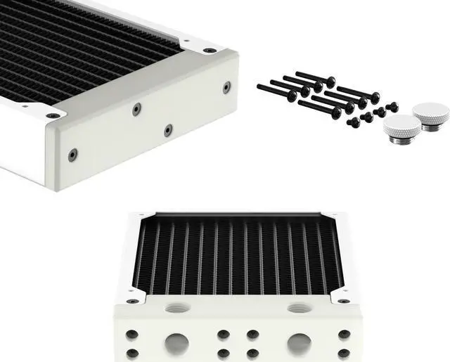 Alt view image 3 of 7 - PrimoChill 240SL (30mm) EXIMO Modular Radiator, White POM, 2x120mm, Dual Fan (R-SL-W24) Available in 20+ Colors, Assembled in USA and Custom Watercooling Loop Ready