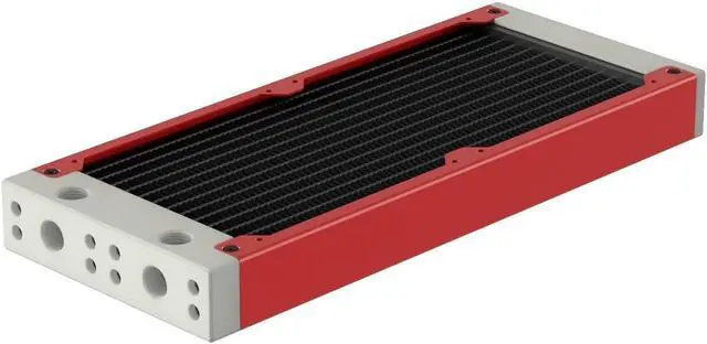 Main image of PrimoChill 240SL (30mm) EXIMO Modular Radiator, White POM, 2x120mm, Dual Fan (R-SL-W24) Available in 20+ Colors, Assembled in USA and Custom Watercooling Loop Ready