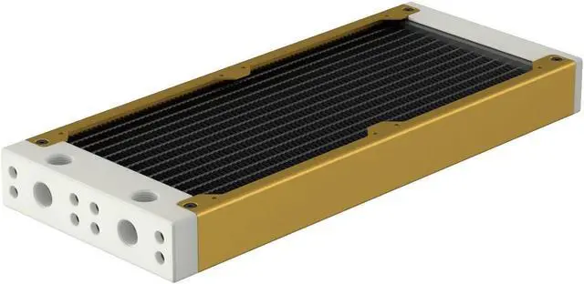 Main image of PrimoChill 240SL (30mm) EXIMO Modular Radiator, White POM, 2x120mm, Dual Fan (R-SL-W24) Available in 20+ Colors, Assembled in USA and Custom Watercooling Loop Ready