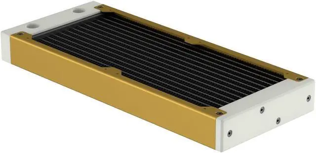 Alt view image 2 of 7 - PrimoChill 240SL (30mm) EXIMO Modular Radiator, White POM, 2x120mm, Dual Fan (R-SL-W24) Available in 20+ Colors, Assembled in USA and Custom Watercooling Loop Ready