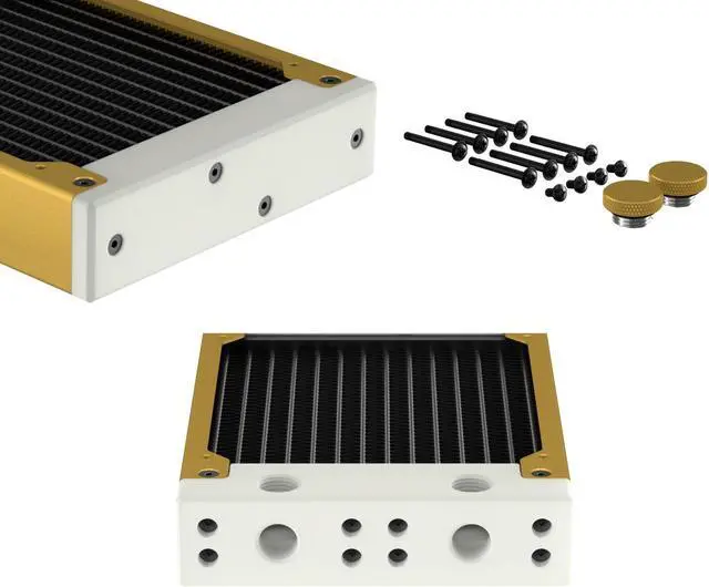 Alt view image 3 of 7 - PrimoChill 240SL (30mm) EXIMO Modular Radiator, White POM, 2x120mm, Dual Fan (R-SL-W24) Available in 20+ Colors, Assembled in USA and Custom Watercooling Loop Ready