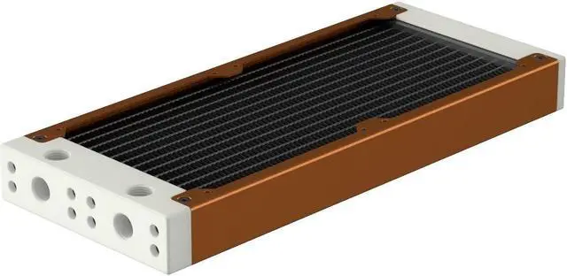 Main image of PrimoChill 240SL (30mm) EXIMO Modular Radiator, White POM, 2x120mm, Dual Fan (R-SL-W24) Available in 20+ Colors, Assembled in USA and Custom Watercooling Loop Ready