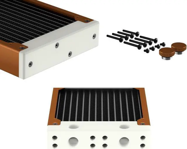 Alt view image 3 of 7 - PrimoChill 240SL (30mm) EXIMO Modular Radiator, White POM, 2x120mm, Dual Fan (R-SL-W24) Available in 20+ Colors, Assembled in USA and Custom Watercooling Loop Ready