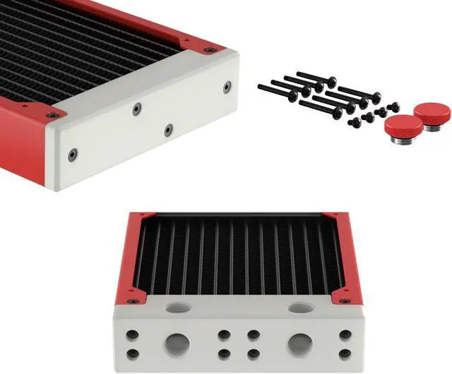 Alt view image 3 of 7 - PrimoChill 240SL (30mm) EXIMO Modular Radiator, White POM, 2x120mm, Dual Fan (R-SL-W24) Available in 20+ Colors, Assembled in USA and Custom Watercooling Loop Ready