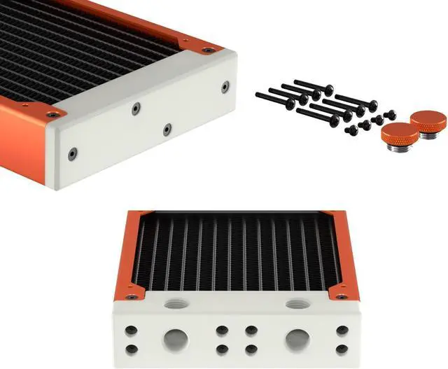 Alt view image 3 of 7 - PrimoChill 240SL (30mm) EXIMO Modular Radiator, White POM, 2x120mm, Dual Fan (R-SL-W24) Available in 20+ Colors, Assembled in USA and Custom Watercooling Loop Ready