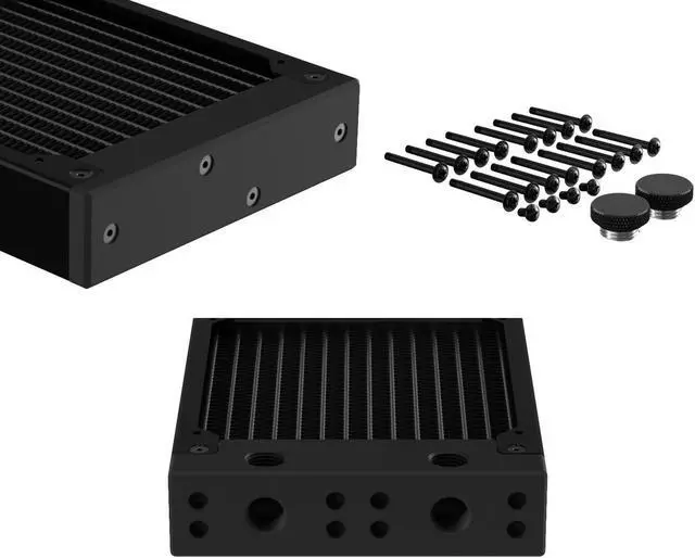 Alt view image 3 of 7 - PrimoChill 480SL (30mm) EXIMO Modular Radiator, Black POM, 4x120mm, Quad Fan (R-SL-BK48) Available in 20+ Colors, Assembled in USA and Custom Watercooling Loop Ready