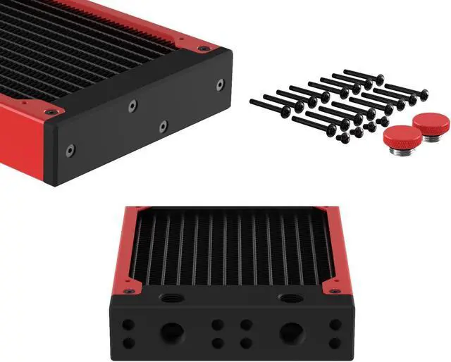 Alt view image 3 of 7 - PrimoChill 480SL (30mm) EXIMO Modular Radiator, Black POM, 4x120mm, Quad Fan (R-SL-BK48) Available in 20+ Colors, Assembled in USA and Custom Watercooling Loop Ready