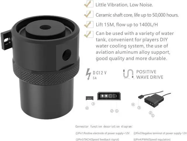 Alt view image 3 of 5 - Bykski CP-DWPB-X High-Performance Industrial Grade PWM Water Pump - 1400L/H Flow Rate For Custom Watercooling Cooling Systems (CP-DWPB-X)