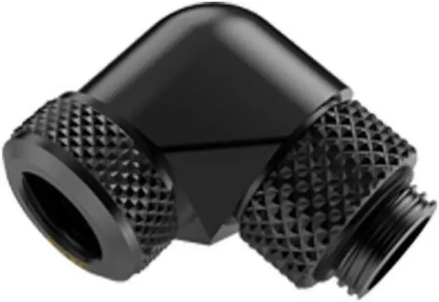 Main image of Bykski G 1/4in. Rigid 90 Degree Rotary Fitting Adapter For 12mm OD PMMA/PETG/METAL Tubing (CC-L12RD90-X-BK)