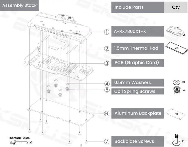 Alt view image 7 of 7 - Bykski Full Coverage GPU Water Block and Backplate For AMD Radeon RX 7800 XT (A-RX7800XT-X)
