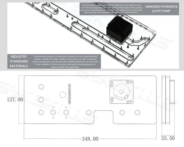 Alt view image 4 of 7 - Bykski Distro Plate For Cooler Master SL600M PMMA w/ 5v Addressable RGB(RBW) (RGV-CM-600M-P-V2-K)