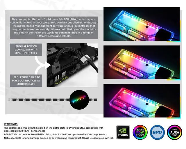 Alt view image 5 of 7 - Bykski Distro Plate For Cooler Master SL600M PMMA w/ 5v Addressable RGB(RBW) (RGV-CM-600M-P-V2-K)