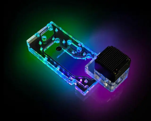Alt view image 2 of 7 - Bykski Distro Plate For Antec Dark Cube - PMMA w/ 5v Addressable RGB (RBW) (RGV-ANTEC-DARK-P)
