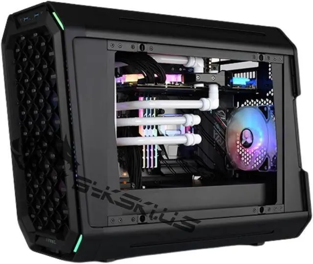 Alt view image 3 of 7 - Bykski Distro Plate For Antec Dark Cube - PMMA w/ 5v Addressable RGB (RBW) (RGV-ANTEC-DARK-P)