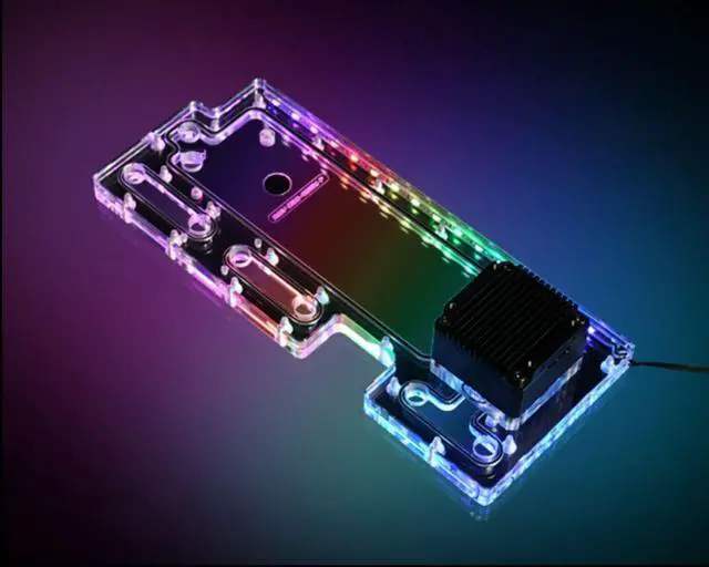 Alt view image 2 of 7 - Bykski Distro Plate For CORSAIR 465X - PMMA w/ 5v Addressable RGB(RBW) (RGV-COS-465X-P-K)