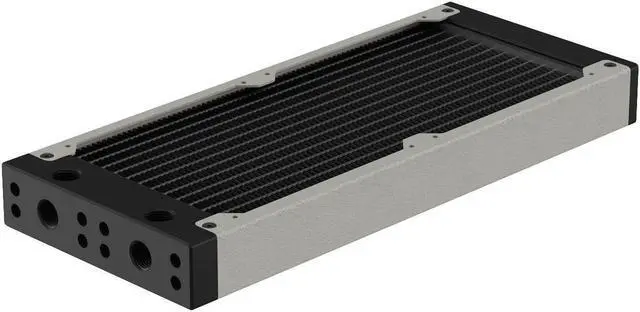 Main image of PrimoChill 240SL (30mm) EXIMO Modular Radiator, Black POM, 2x120mm, Dual Fan (R-SL-BK24) Available in 20+ Colors, Assembled in USA and Custom Watercooling Loop Ready