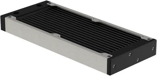 Alt view image 2 of 7 - PrimoChill 240SL (30mm) EXIMO Modular Radiator, Black POM, 2x120mm, Dual Fan (R-SL-BK24) Available in 20+ Colors, Assembled in USA and Custom Watercooling Loop Ready