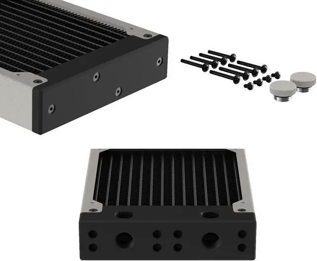 Alt view image 3 of 7 - PrimoChill 240SL (30mm) EXIMO Modular Radiator, Black POM, 2x120mm, Dual Fan (R-SL-BK24) Available in 20+ Colors, Assembled in USA and Custom Watercooling Loop Ready
