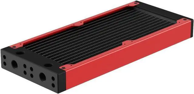 Main image of PrimoChill 240SL (30mm) EXIMO Modular Radiator, Black POM, 2x120mm, Dual Fan (R-SL-BK24) Available in 20+ Colors, Assembled in USA and Custom Watercooling Loop Ready