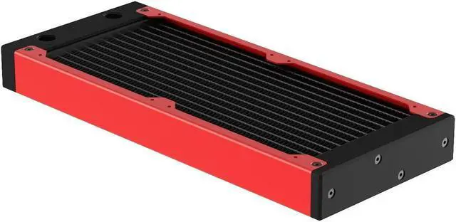 Alt view image 2 of 5 - PrimoChill 240SL (30mm) EXIMO Modular Radiator, Black POM, 2x120mm, Dual Fan (R-SL-BK24) Available in 20+ Colors, Assembled in USA and Custom Watercooling Loop Ready