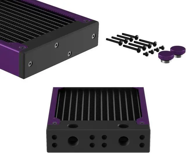 Alt view image 3 of 7 - PrimoChill 240SL (30mm) EXIMO Modular Radiator, Black POM, 2x120mm, Dual Fan (R-SL-BK24) Available in 20+ Colors, Assembled in USA and Custom Watercooling Loop Ready