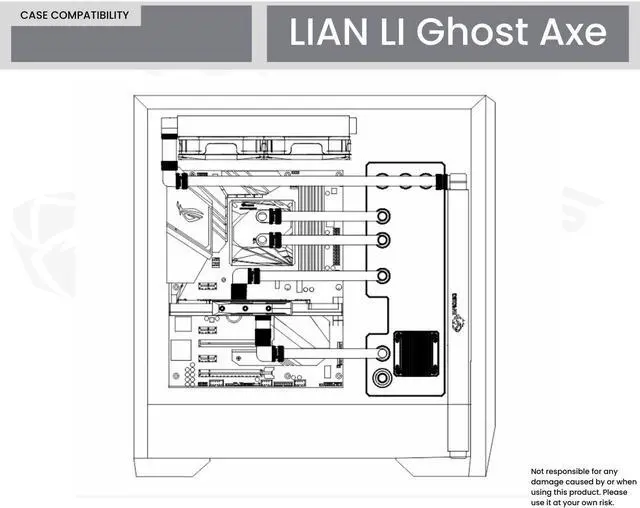 Alt view image 7 of 7 - Bykski Distro Plate For LIAN LI Ghost Axe - PMMA w/ 5v Addressable RGB (RBW) (RGV-LAN-COOL-P-K)