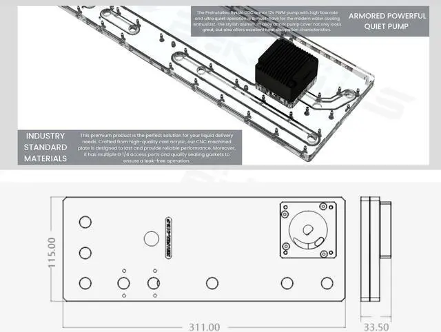 Alt view image 3 of 6 - Bykski Distro Plate For PHANTEKS ECLIPSE P400 (PH-EC416PTG) - PMMA w/ 5v Addressable RGB(RBW) (RGV-PHA-416-P-KG)