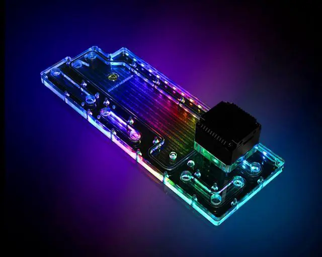 Alt view image 2 of 7 - Bykski Distro Plate For GIGABYTE AORUS AC700G - PMMA w/ 5v Addressable RGB(RBW) (RGV-GV-AC700G-P)