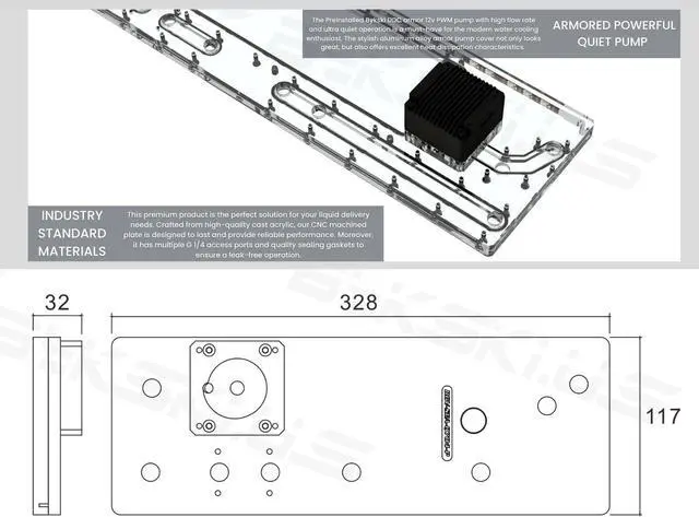 Alt view image 4 of 7 - Bykski Distro Plate For SEASONIC Q704 - PMMA w/ 5v Addressable RGB(RBW) (RGV-SEA-Q704-P-KG)