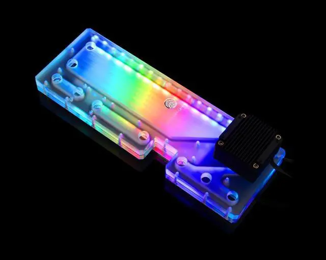 Alt view image 2 of 7 - Bykski Distro Plate For DEEPCOOL SPACE STATION - PMMA w/ 5v Addressable RGB(RBW) (RGV-DP-SPC-P-V2)