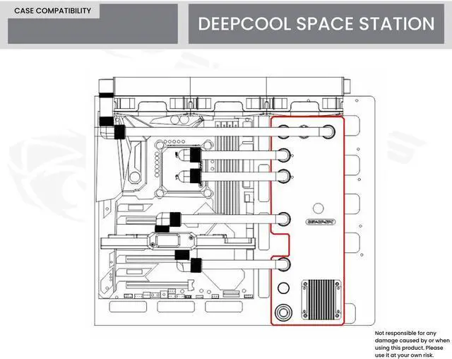 Alt view image 7 of 7 - Bykski Distro Plate For DEEPCOOL SPACE STATION - PMMA w/ 5v Addressable RGB(RBW) (RGV-DP-SPC-P-V2)