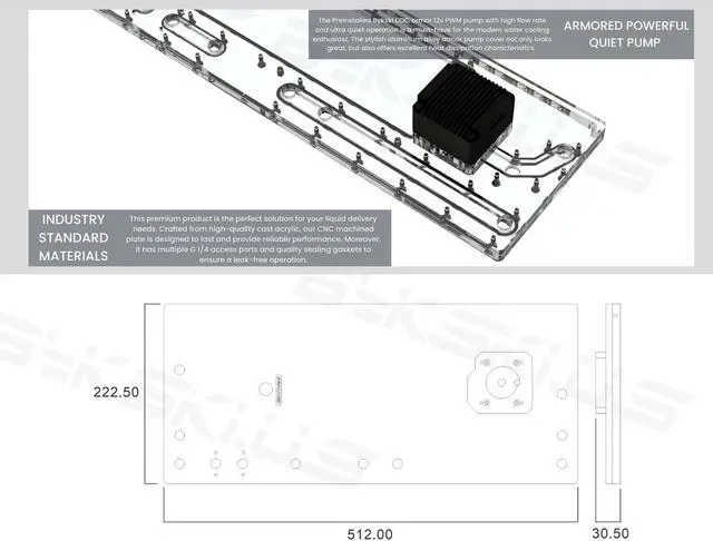 Alt view image 4 of 7 - Bykski Distro Plate For Tt Core P8 GT - PMMA w/ 5v Addressable RGB(RBW) (RGV-TT-P8-P-KG)