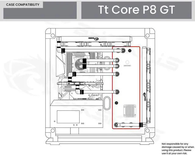 Alt view image 7 of 7 - Bykski Distro Plate For Tt Core P8 GT - PMMA w/ 5v Addressable RGB(RBW) (RGV-TT-P8-P-KG)