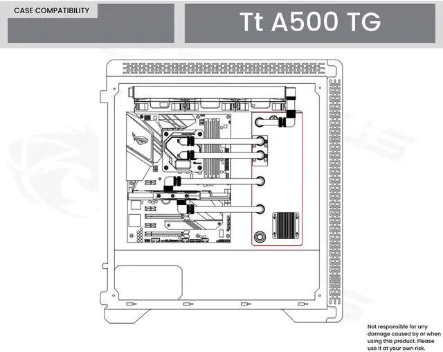 Alt view image 6 of 6 - Bykski Distro Plate For TT A500 TG - PMMA w/ 5v Addressable RGB(RBW) (RGV-TT-A500-TG-P-KG)