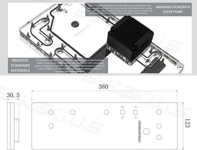 Alt view image 5 of 7 - Bykski Distro Plate  (RGV-NZXT-H9 FLOW-P-K) For NZXT H9 FLOW - PMMA w/ 5v Addressable RGB(RBW)